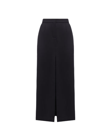 Wool Straight Long Skirt Black