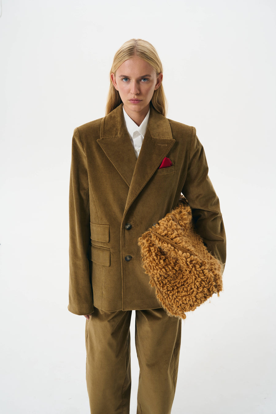 DOUBL-BREASTED CORDUROY JACKET | TOFFEE