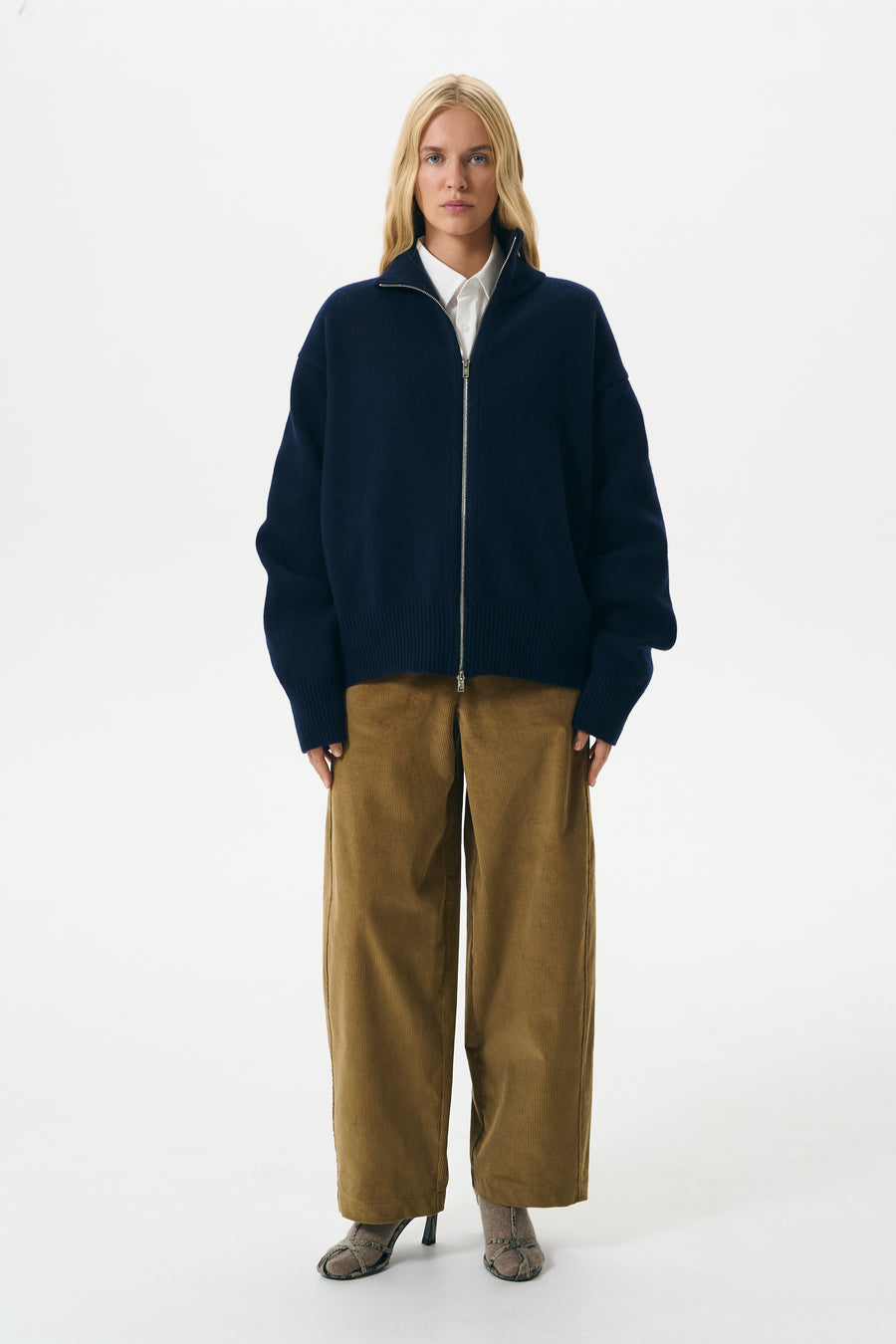 CASHMERE ZIP SWEATER | NAVY