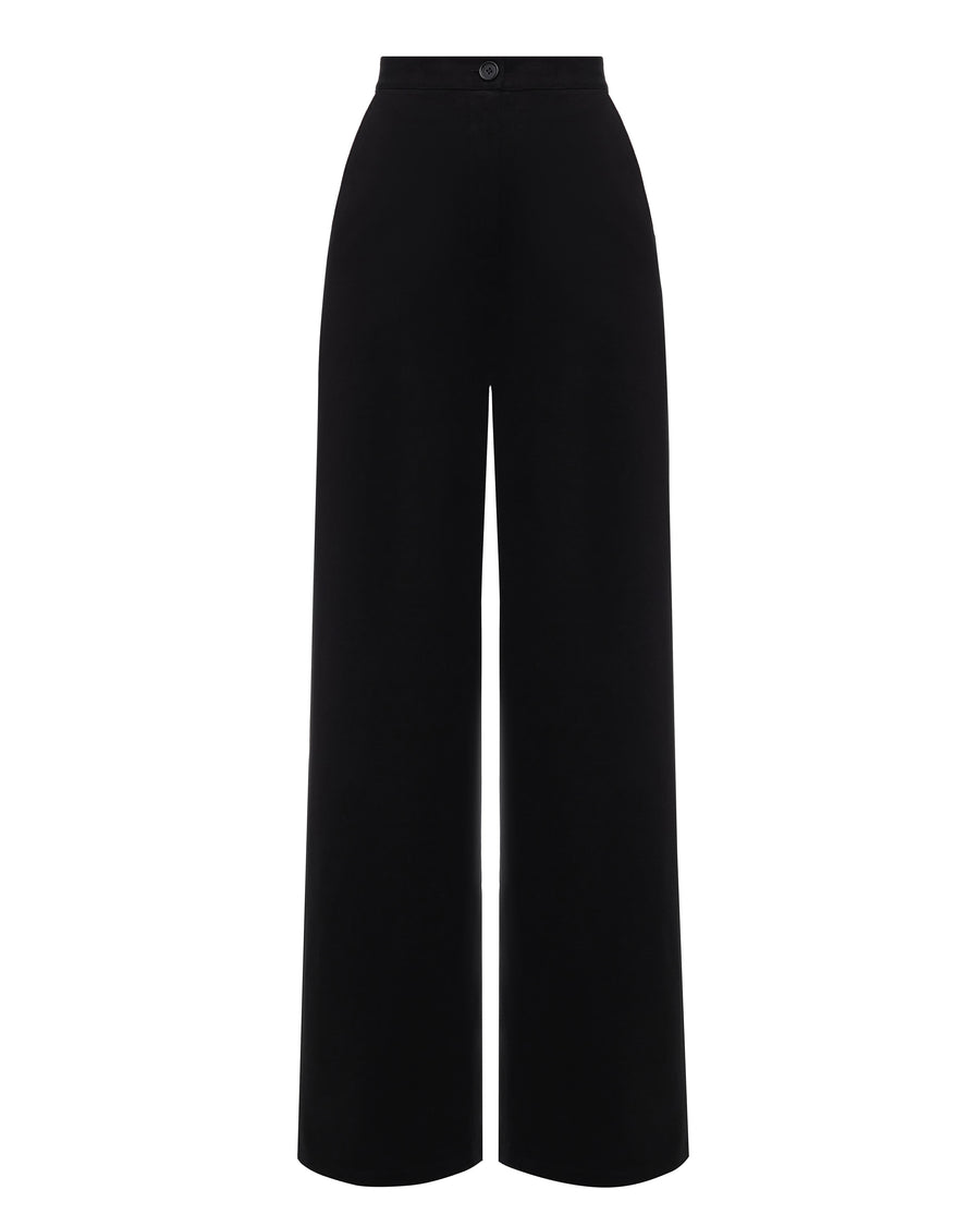 Wide Leg Tailored Velvet Trousers Black