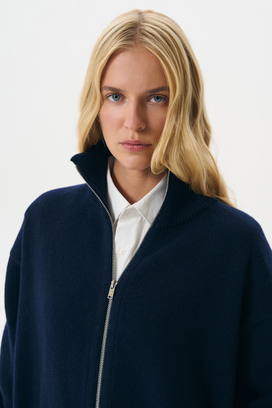 CASHMERE ZIP SWEATER | NAVY