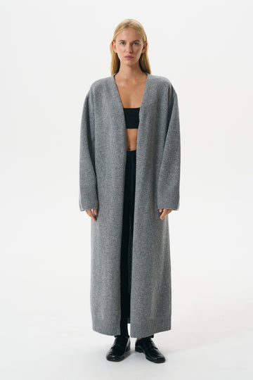 SIGNATURE CARDIGAN LONG | STONE GREY