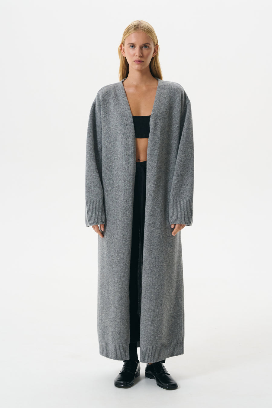 SIGNATURE CARDIGAN LONG | STONE GREY