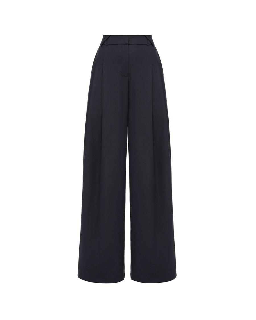 Wide Leg Tailored Trousers Navy