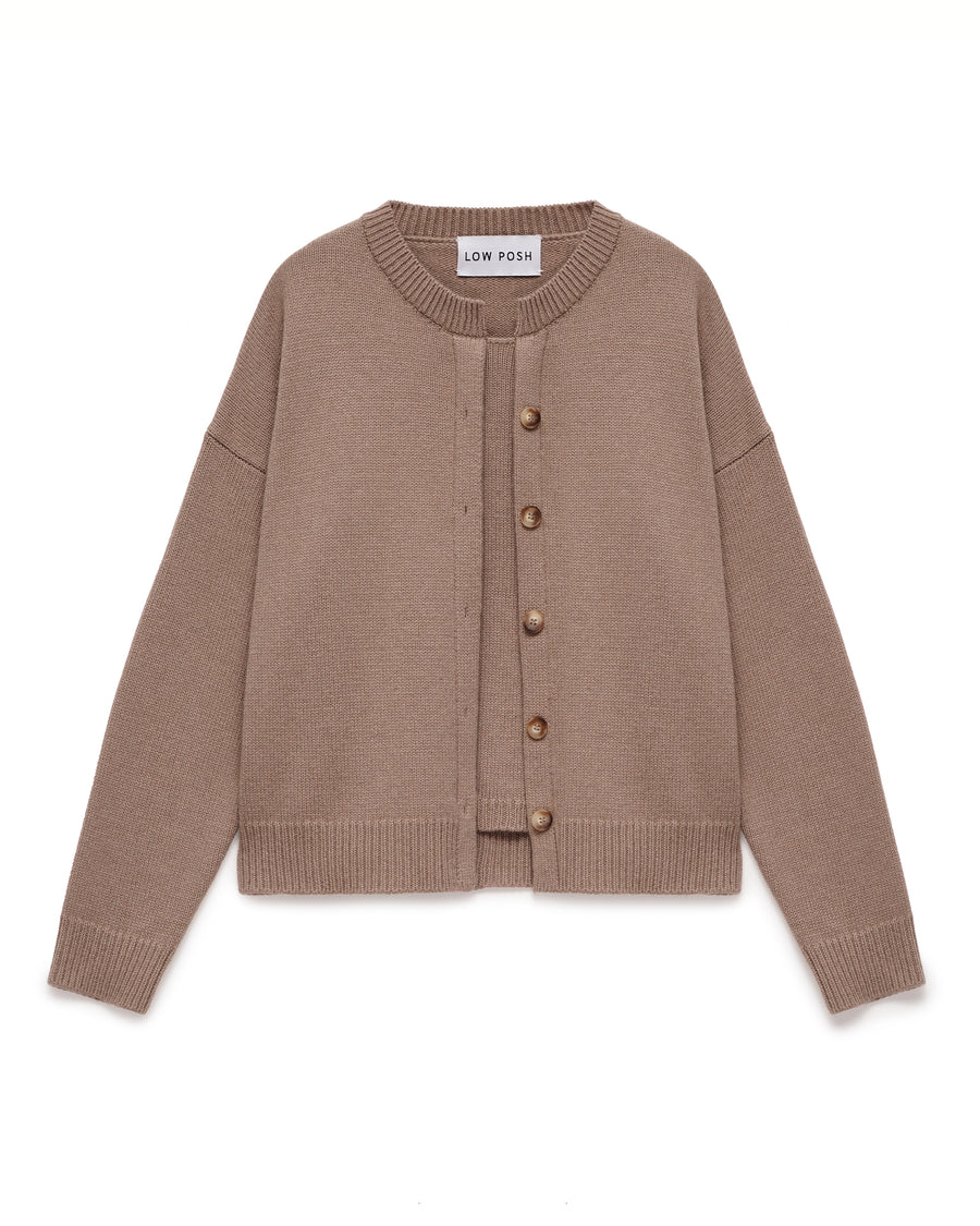 WOOL CASHMERE DOUBLE CARDIGAN TAUPE