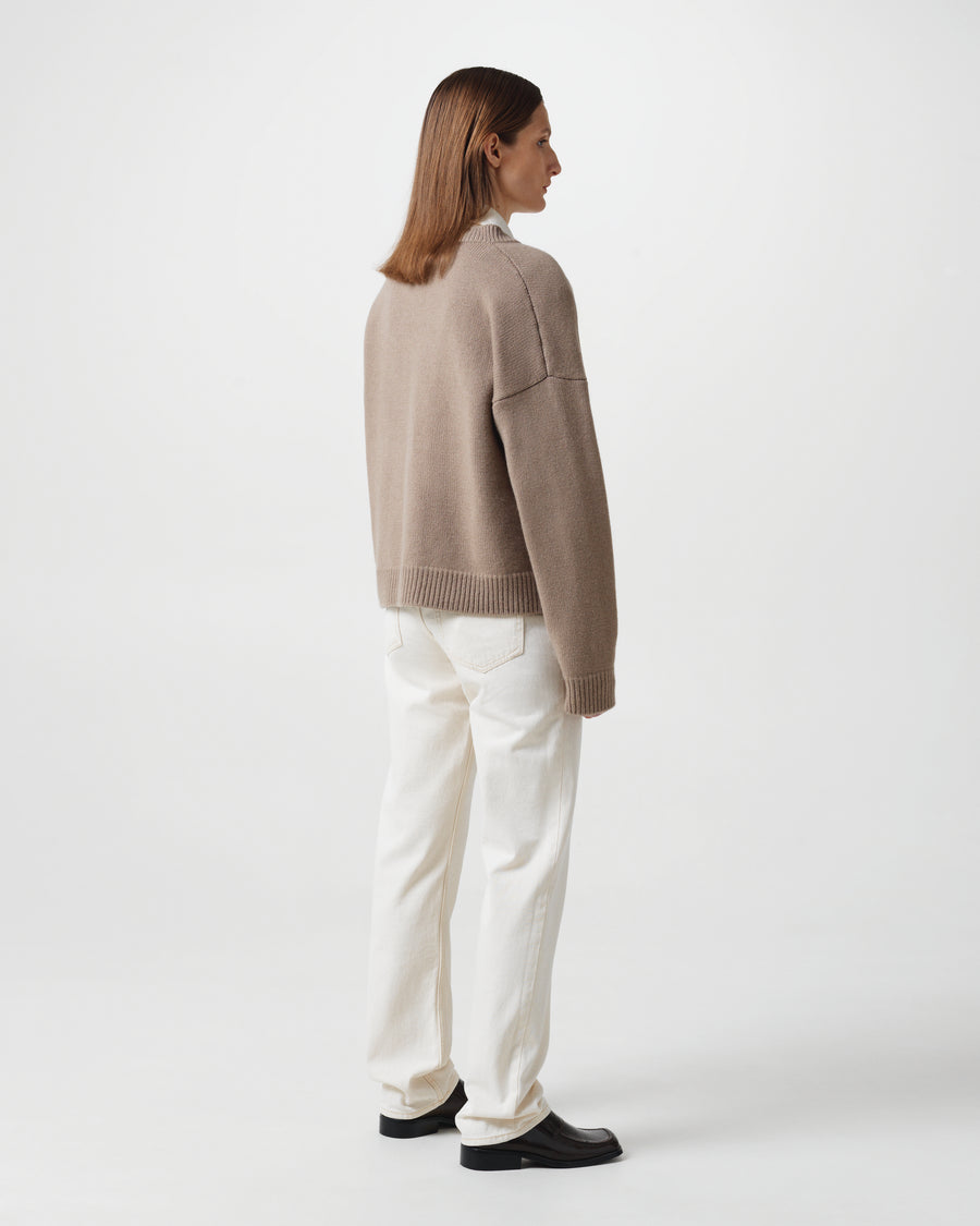 WOOL CASHMERE DOUBLE CARDIGAN TAUPE