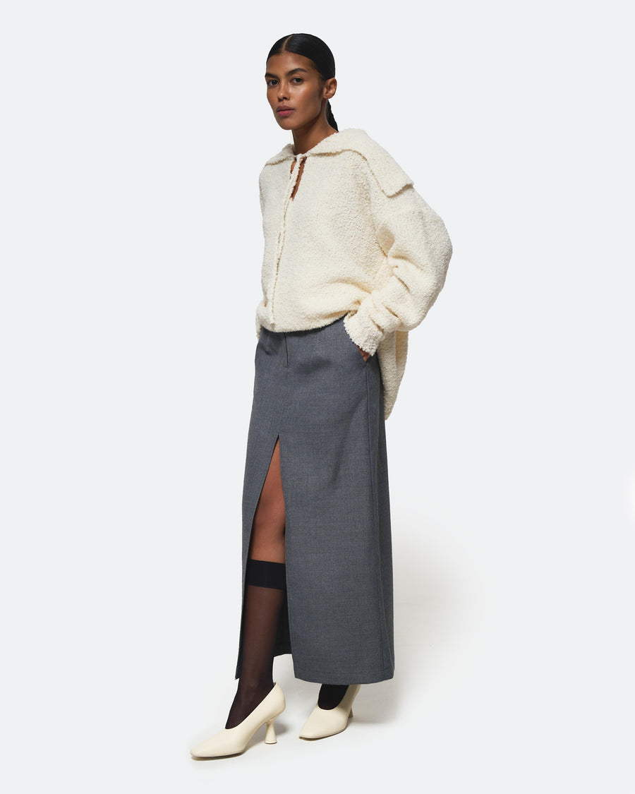 Straight Long Skirt Steel Grey