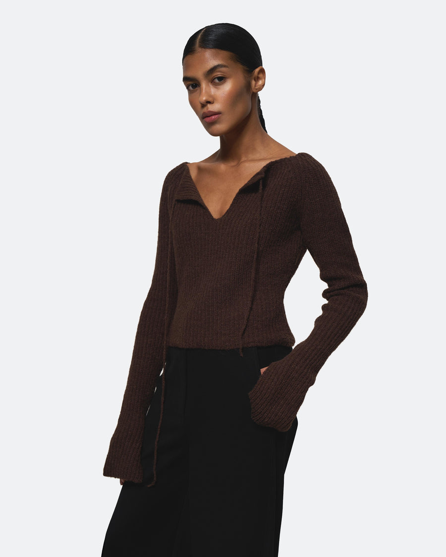 Alpaca Knitted Top Forest Brown