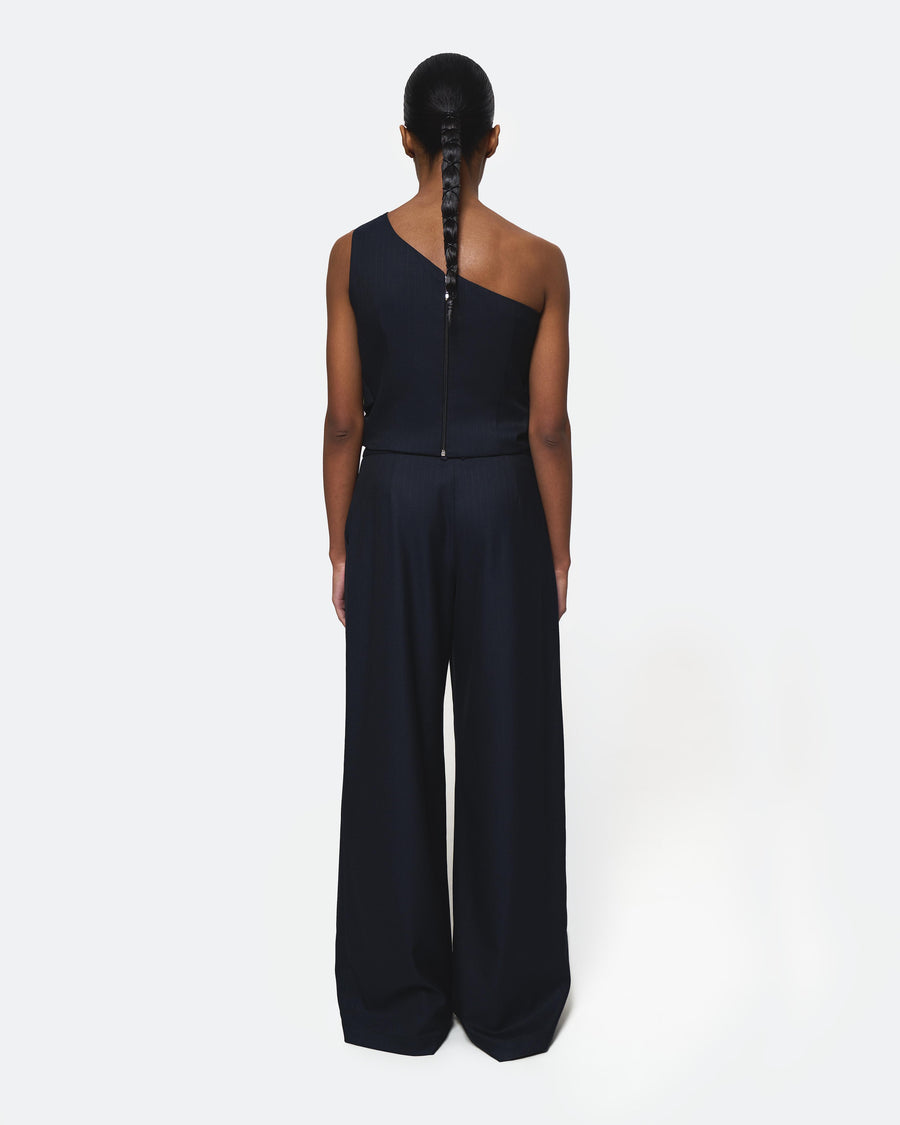 Wide Leg Tailored Trousers Navy