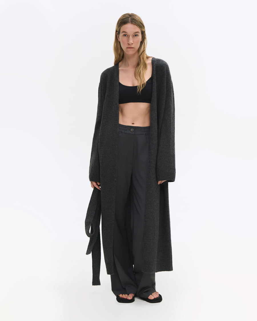 Cardigan Long Coat Dark Grey