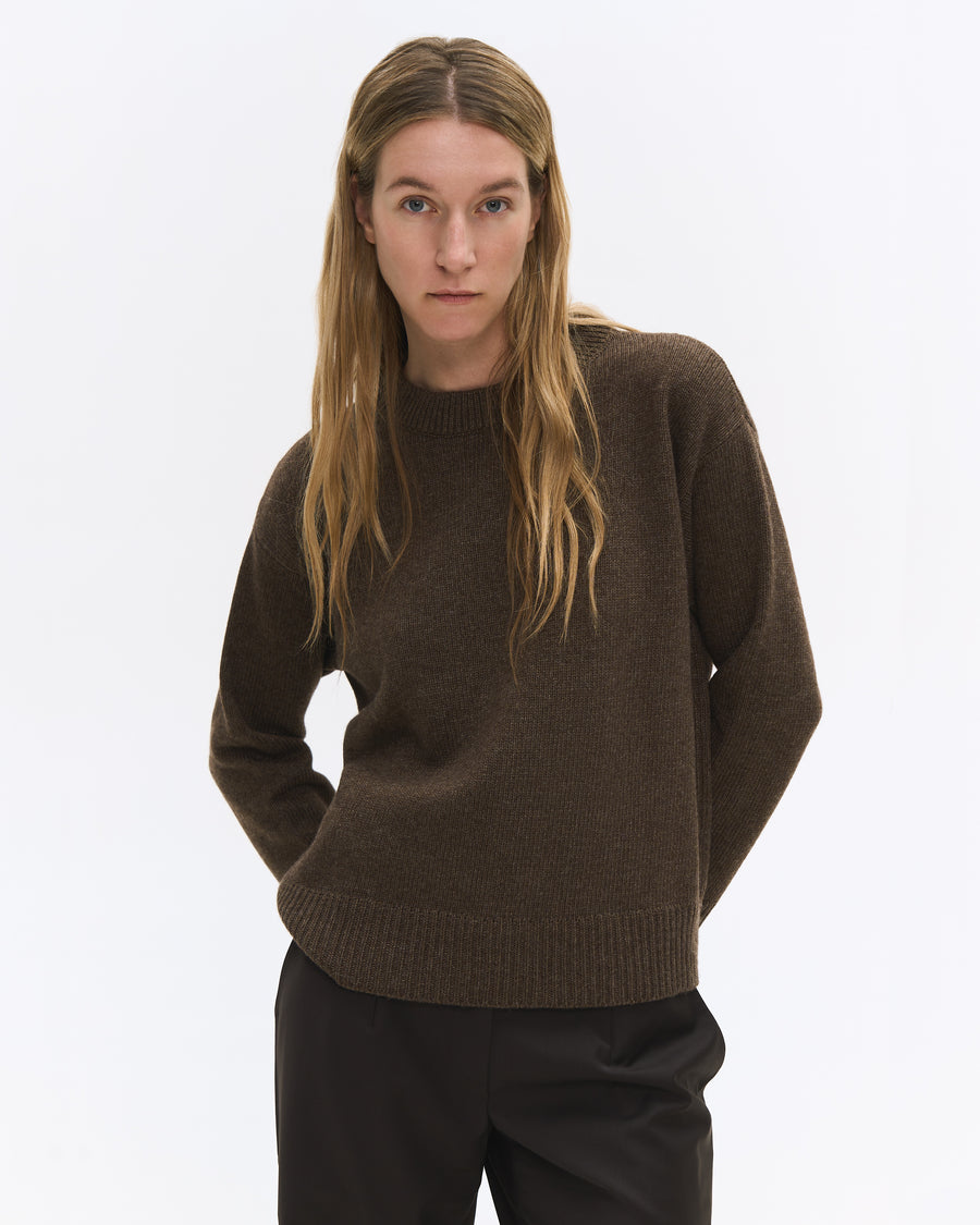 Relaxed Basic Sweater Forest Brown