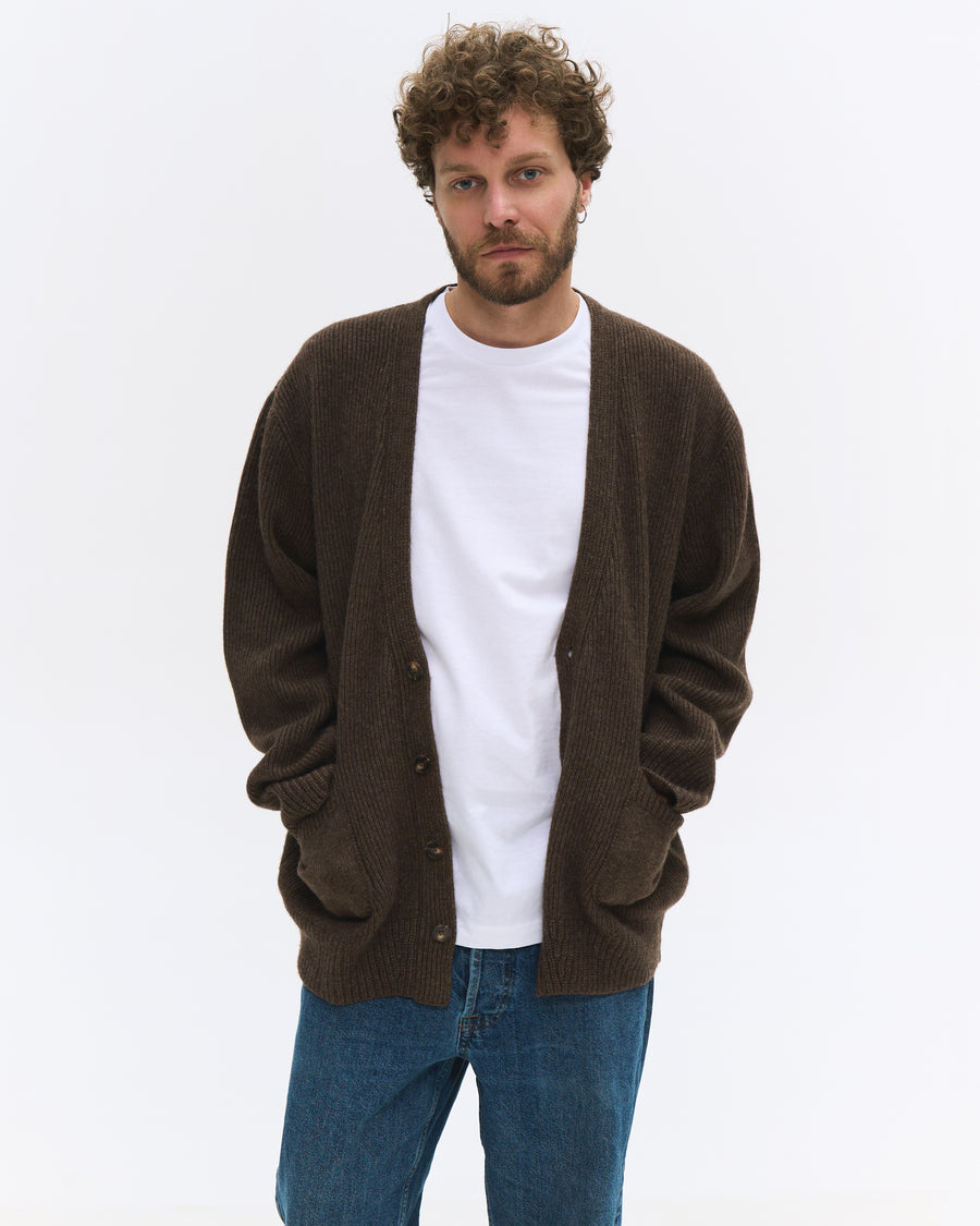 Man Iconic Cardigan Forest Brown